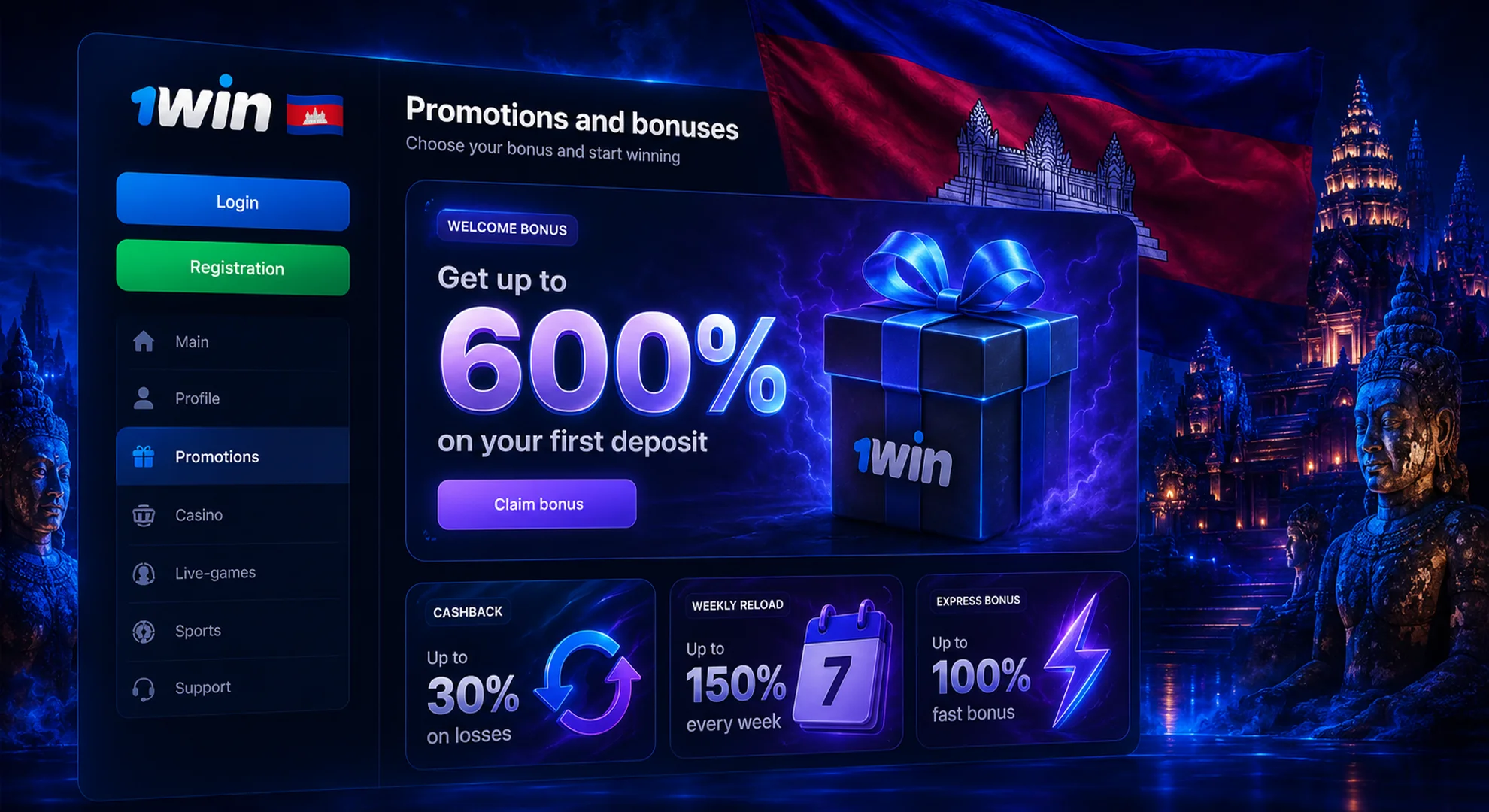 1win bonuses Cambodia