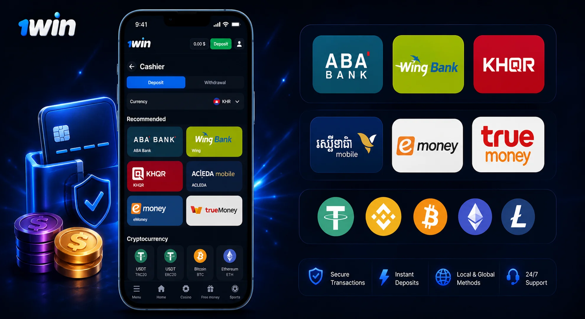 1win payment methods Cambodia