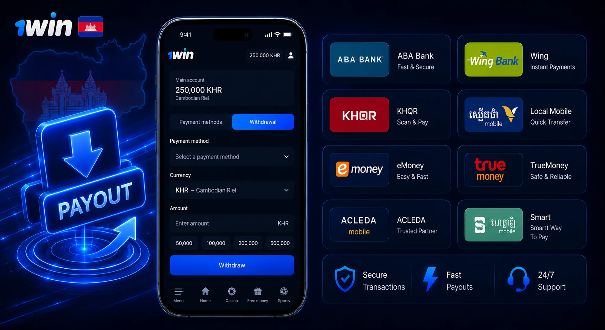 1win withdrawal Cambodia